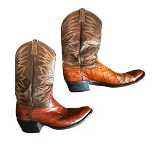 Vintage Dan Post Leather Western Cowboy Riding Work Boots Mens Size 9.5